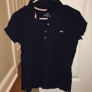 Vineyard Vines dark blue button up/polo